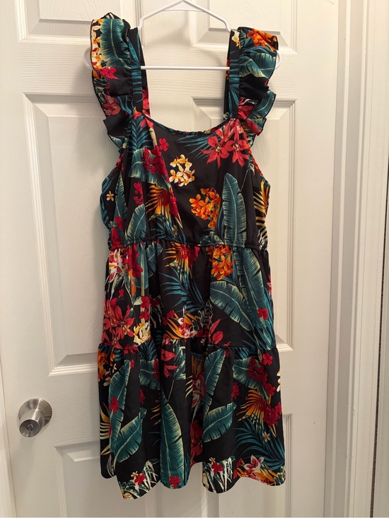SHEIN Dresses & Skirts - SHEIN Curve 2XL Tropical Floral Ruffle Strap Tiered Mini Dress Boho Resort